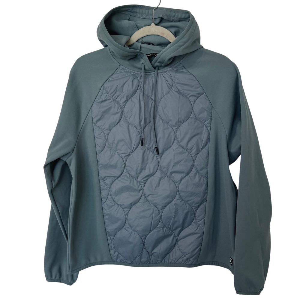 Backcountry Womens Quilted Front‎ Pullover Hoodie Sweatshirt Sz S Blue Gray Gorp